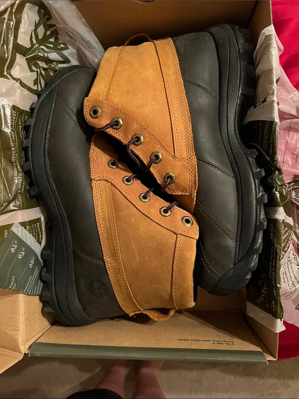 Timberland Men's Brown and Black Lace-Up Work Boots